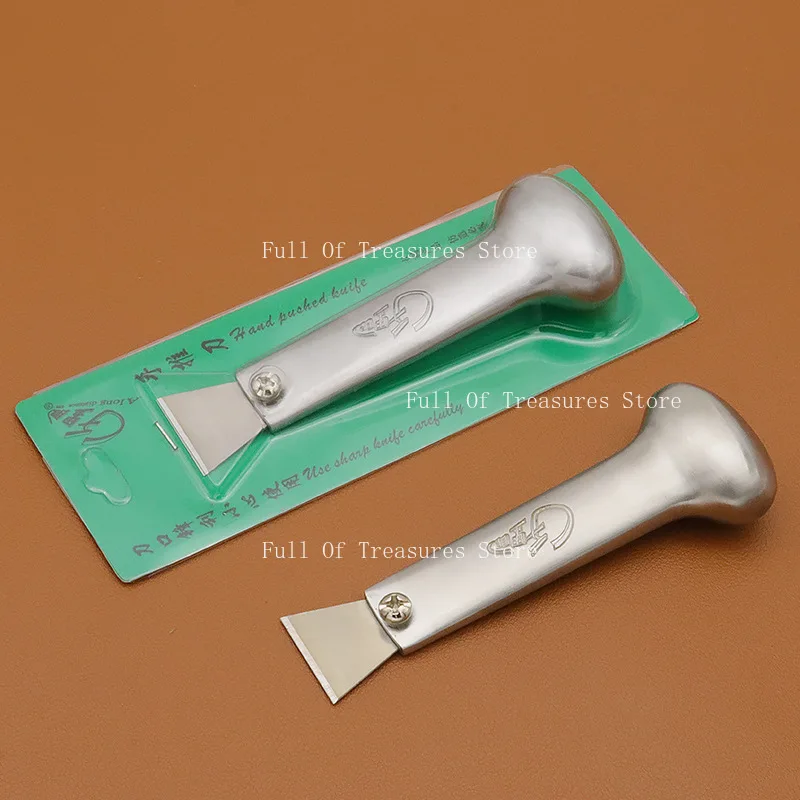 Stainless steel hand push leather cutting knife decontamination shovel cutting knife DIY handmade leather tools