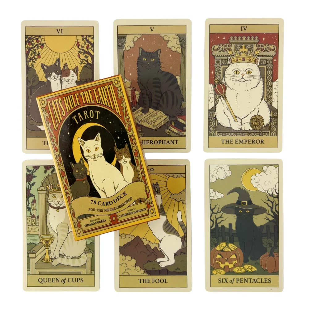 Cat Rule The Earth Tarot Deck Cards Game Divination Deck English Versions Edition Oracle Board Playing Table Game For Party