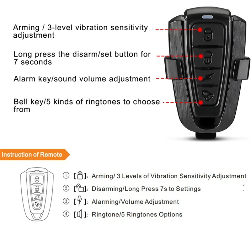 A96T USB Pengisian Remote Control Sepeda Motor Sepeda Listrik Keamanan Alarm Pencuri Tahan Debu
