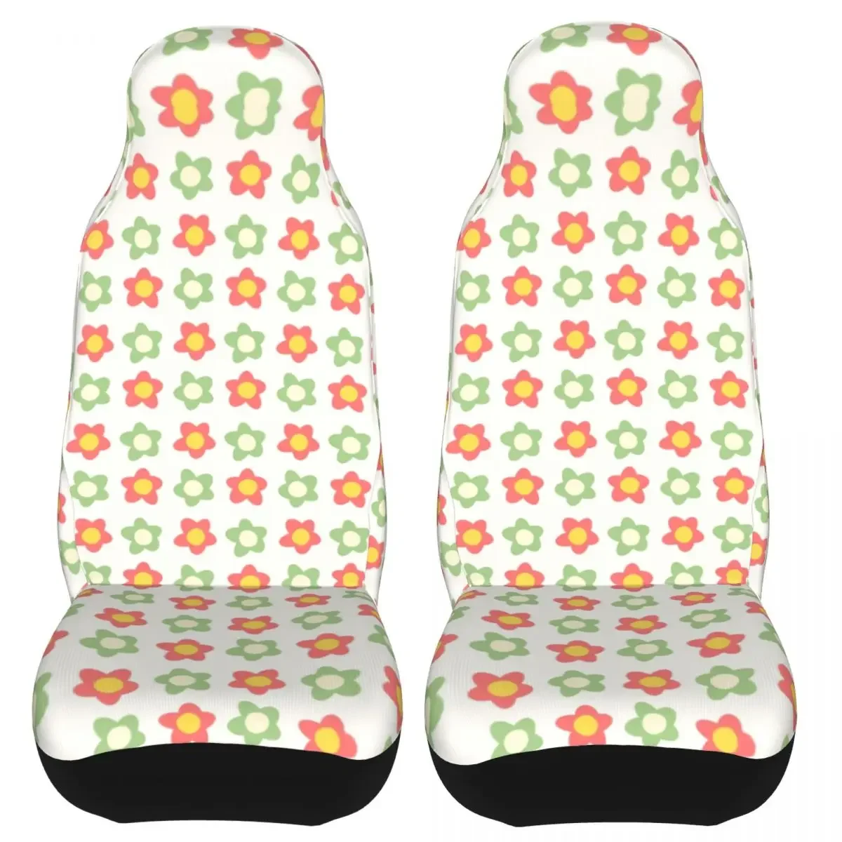 Pastel Flowers Print Checkered Universal Car Seat Cover for most cars Suitable For All Kinds Models Seat Covers Fabric Fishing