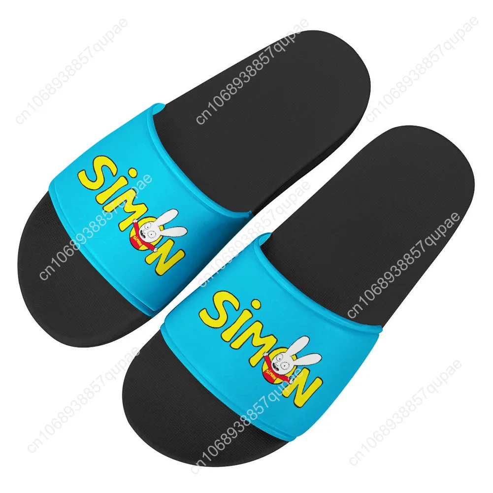 Simon Logo Pattern Bunny Cartoon Slippers Home Water Shoes Men Women Teenagers Beach Pool Sandals Custom Made Summer Slipper