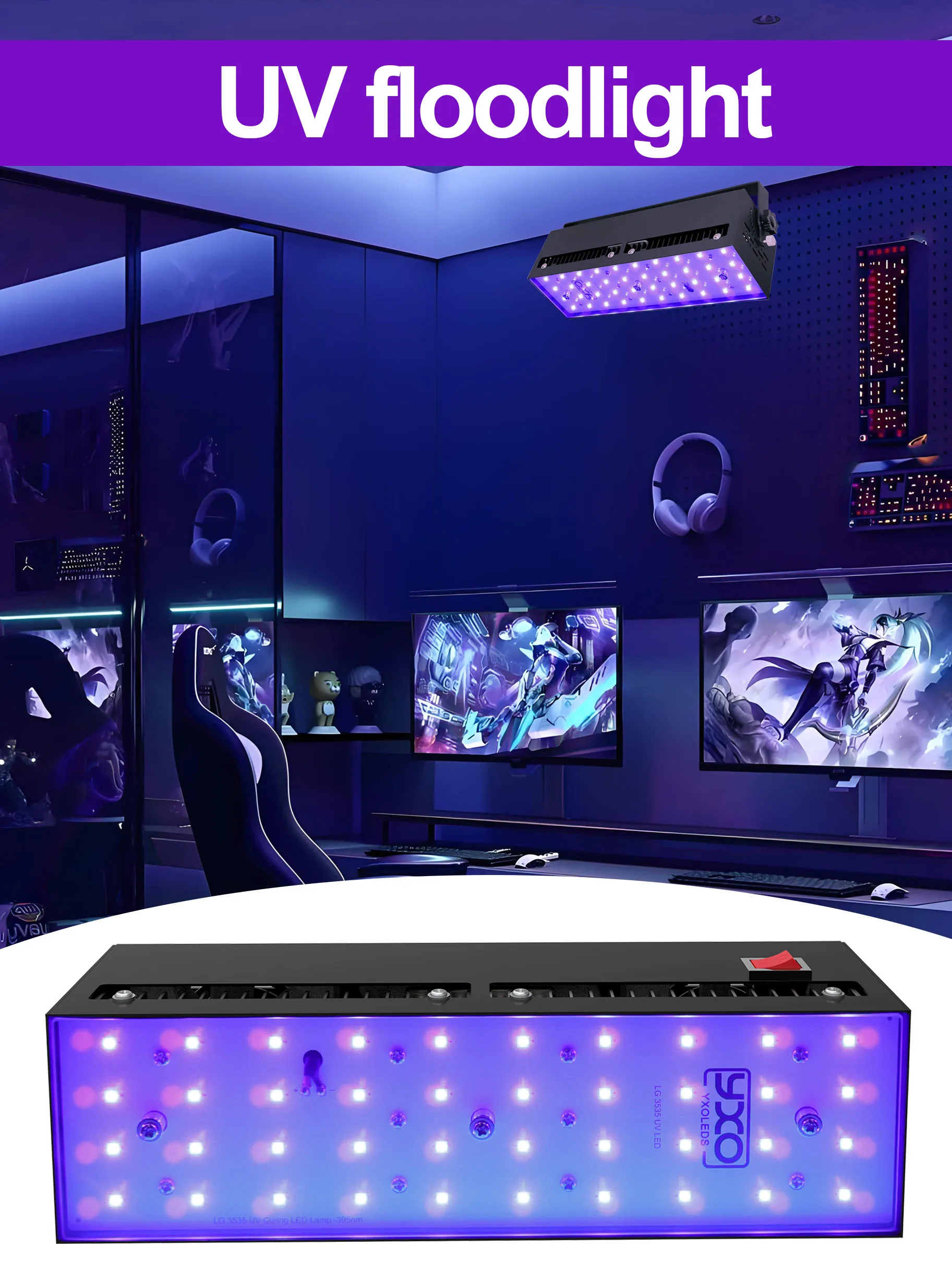 UV Black Light 200W =2000W outdoor LED flood light Black Light LED Spotlight 395nm Lamp for Disco Glow Party Stage light