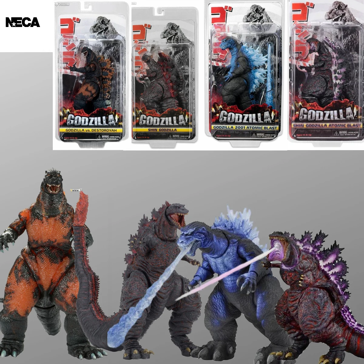 Genuine OriginaL   NECA 7 THE MONSTER ALWAYS ATTACKS GODZILLA Action Figure Toys For Boys Girls Kids Christmas Gift Collectible