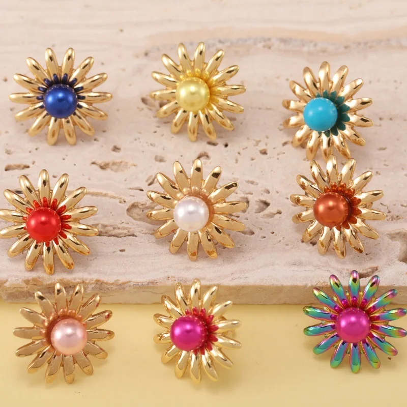 

French Retro Flower Stainless Steel Earring Quality Elegant Gold-Plated Earrings Trendy Fashion Jewelry OEM Wholesaler Guangzhou