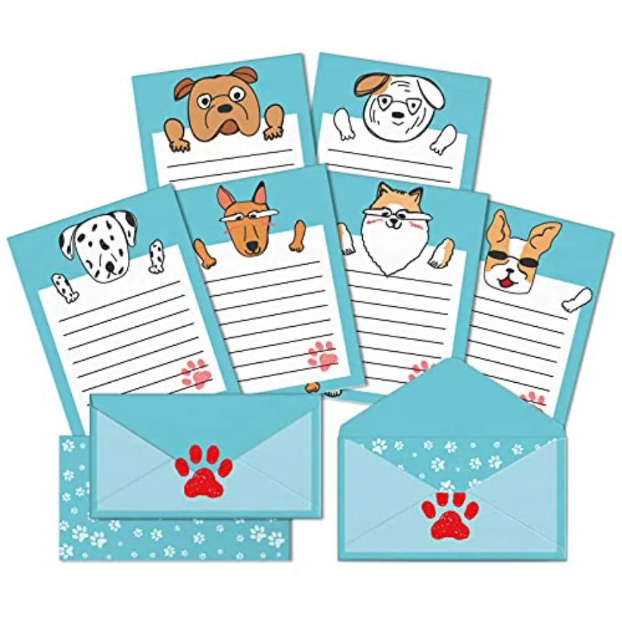 

Stationery SetCartoon Dog Design Kawaii Stationary Double-Sided Writing Paper With Lines Stationery Paper And Envelopes Set 48