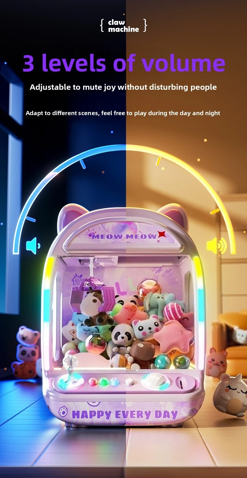 DIY Lila Automatische Puppe Maschine Kinder Münze Betrieben Spielen Spiel Mini Klaue Fangen Spielzeug Kran Maschinen Musik Puppe für Weihnachten Geschenk – Detail 8
