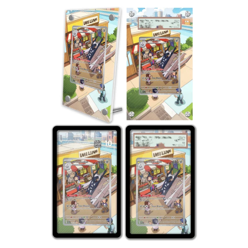 display-de-arte-anime-para-pokemon-arcludon-coroa-estelar-estojo-protetor-de-acrilico-para-jogos-de-anime-e-arte-expandida-chaveiro-nivel-de-avaliacao