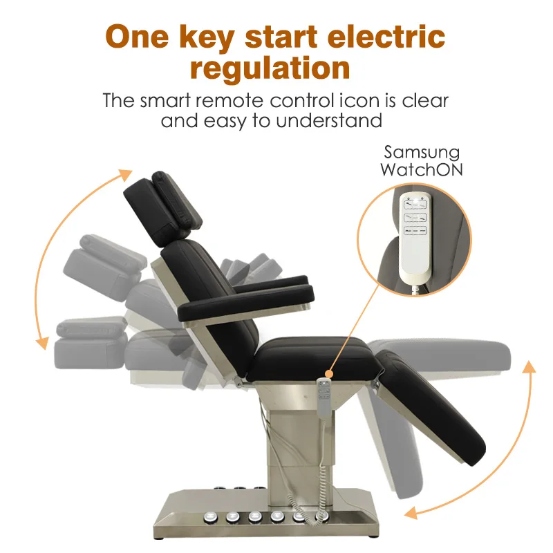 เตียงนวดหน้าไฟฟ้าระดับมืออาชีพ สแตนเลสหรูหรา 3 มอเตอร์ สำหรับสปาและร้านเสริมสวย