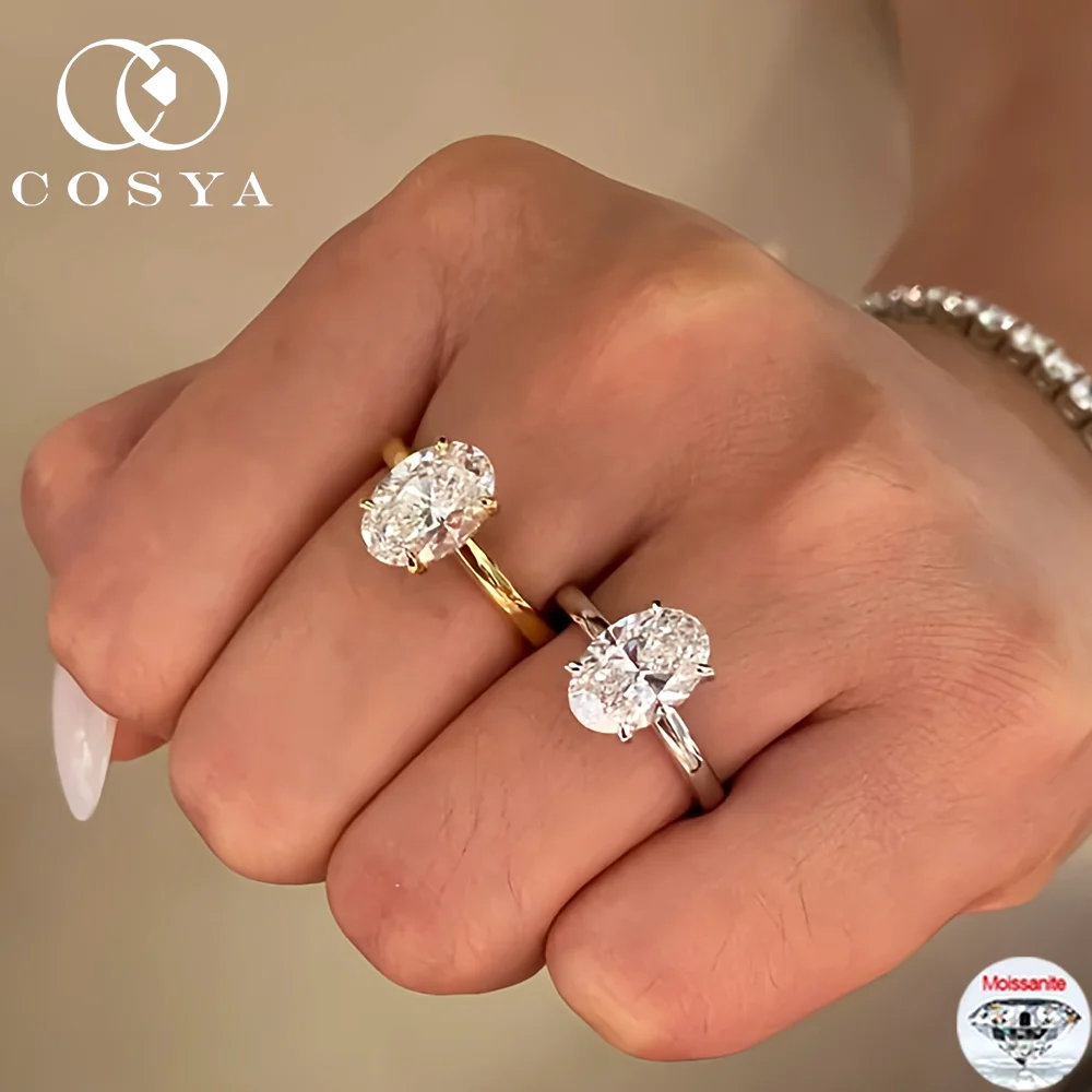 

COSYA 1/2/3/4CT Кольцо/Ожерелье с муассанитом овальной огранки D цвета для женщин S925 Серебро 18-каратное золото D VVS1 Lab Diamond Свадебные украшения Подарок