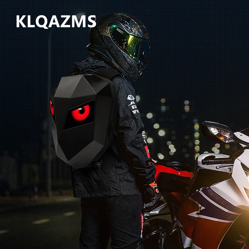 

KLQDZMS Men's Backpack Laptop Waterproof Shoulder Bag Night Riding Motorcycle Helmet Schoolbag LED Light Emitting Backpacks