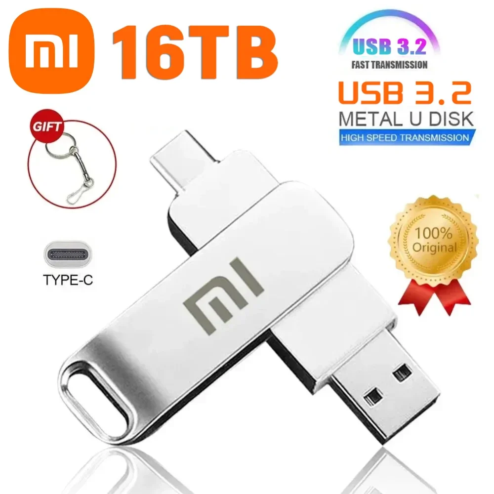 Xiaomi 16TB Pendrive USB 3.2 OTG Type-C Adapter High-Capacity 2TB Drives High Speed Transfer Pen Drive Memory Card Flash Disk