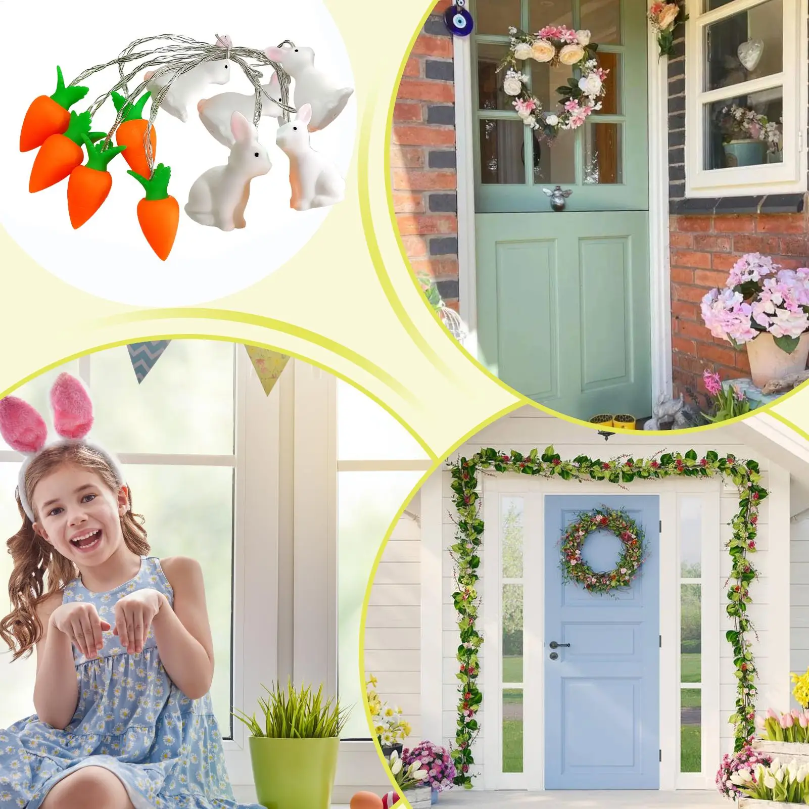 Bunny Lamp LED Funny Carrot Bright Spring Decor Carrot Easter String Lights Indoor For Indoor Outdoor Home Entryway Shelf Window