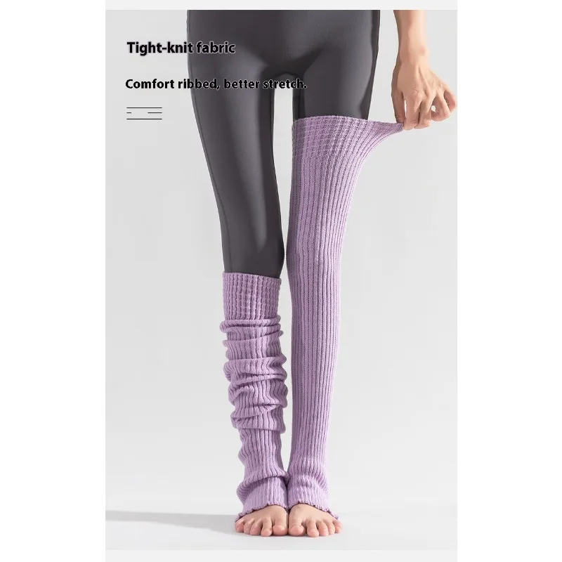New Yoga Socks Leg Warmers 75cm Women Long Pilates Fitness Non-Slip Grippy Sport Socks Knee High Thermal Workout Winter Running