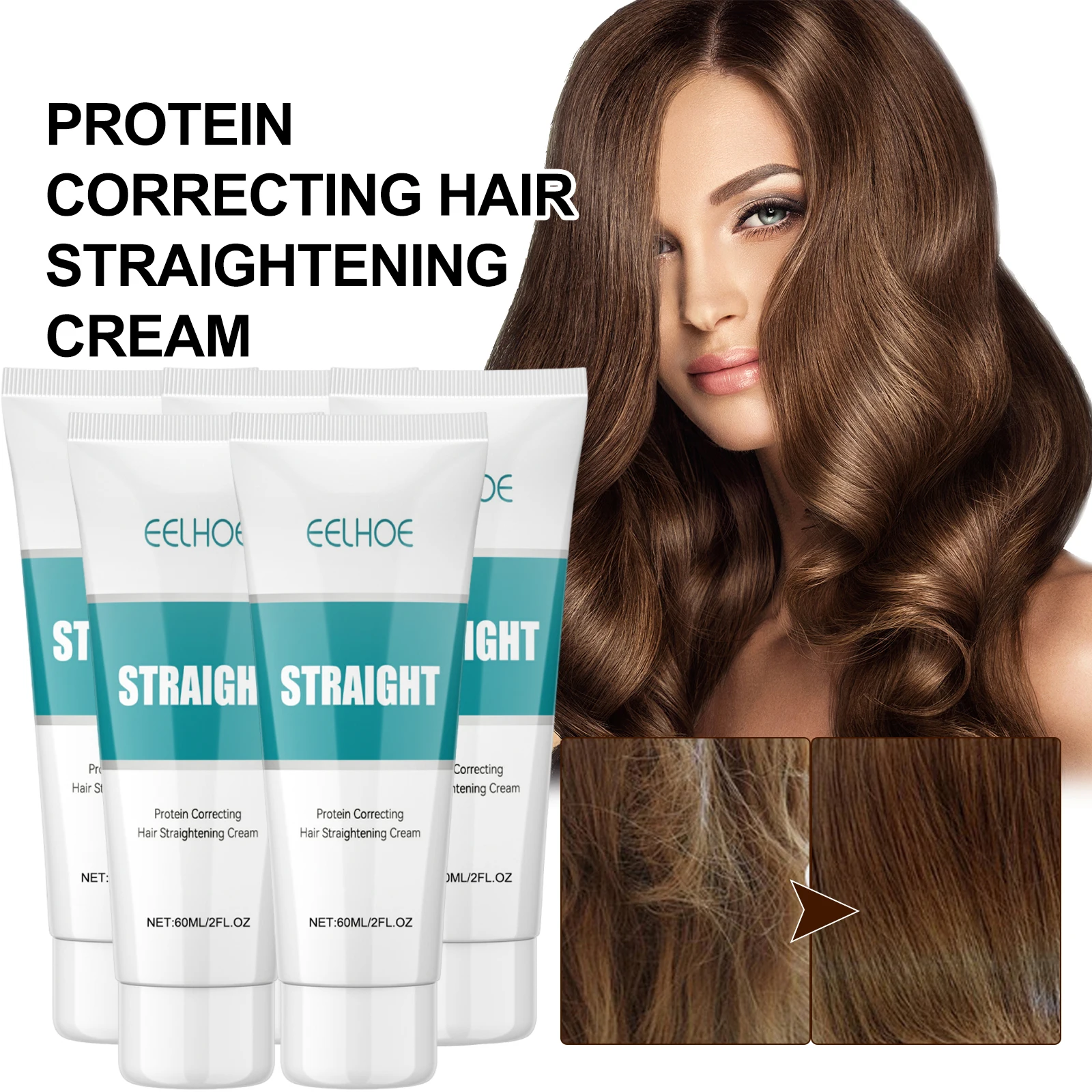Crema alisadora de cabello con queratina, reparación de cabello dañado, seco y rizado, tratamiento suavizante, cuidado del cabello, acondicionador corrector de proteínas