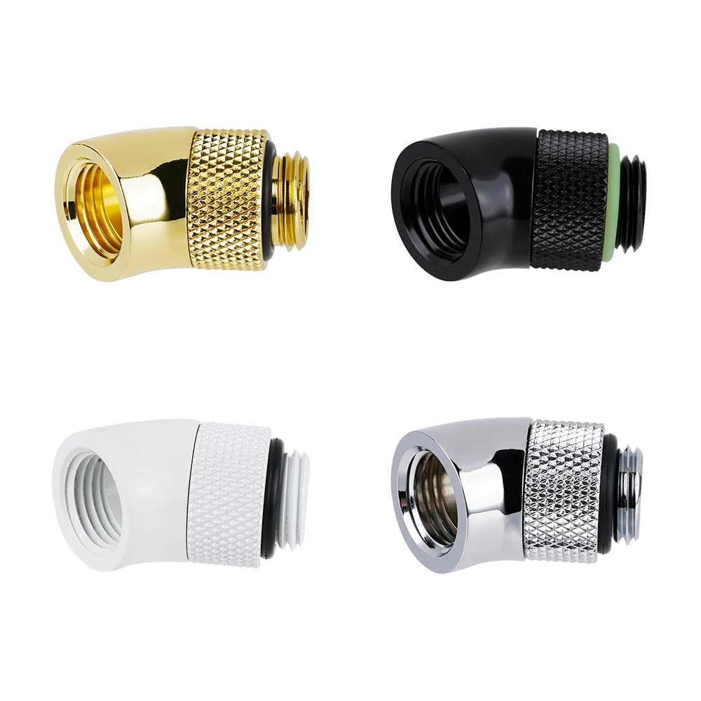 Barrow G1/4 45 Degree 360 Rotary Fittings Gamer PC Water Cooling Building Necessary Fittings ,Gold Black White Silver,TWT45-B01