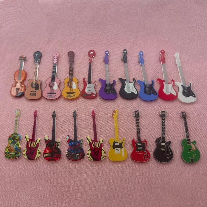 Accessoires de guitare en acrylique, 19 couleurs, boucles d'oreilles, porte-clés, pendentif, collier, accessoires de bricolage, 10 pièces