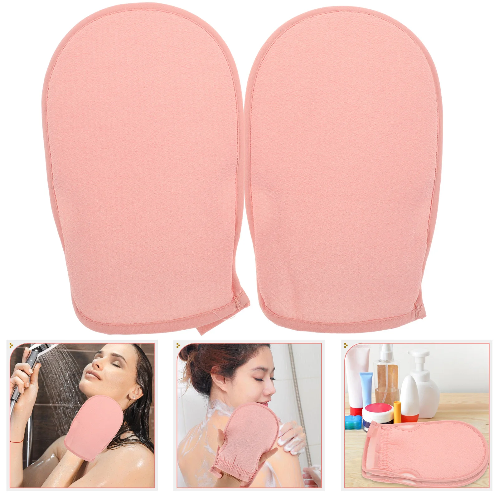 

2Pcs Double Sided Exfoliating Glove for Body Soft Sand Texture Deep Exfoliation Skin Renewal Bath Mitt Suitable for All Ages and