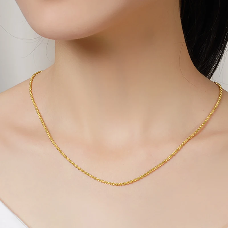 Rael 18K Gold Chain Price Yellow Sale Pure Gold  Au750 Necklace Show coarseness Best Gift For Women x0010