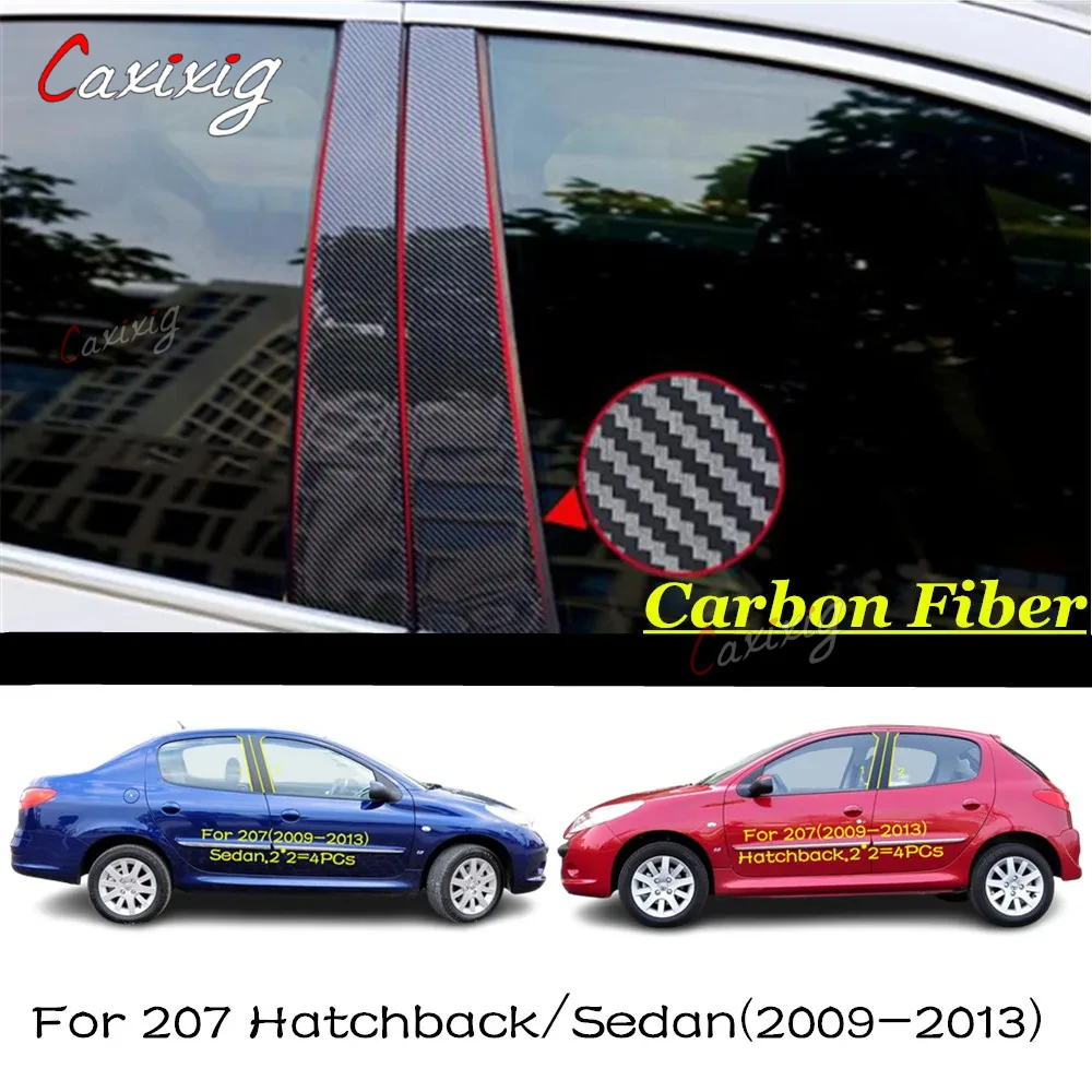 4Pcs Car Pillar Post Cover Door Trim Window Molding Stickers For Peugeot 206 2004-2010 207 2009-2013 Citroen C2 2006-2013