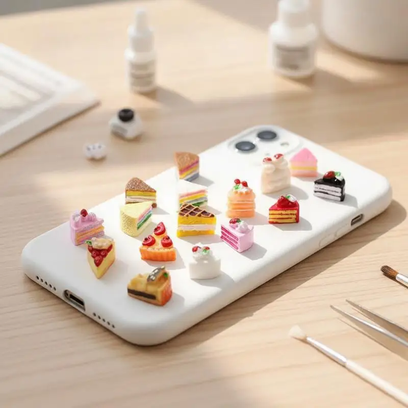 10Pcs Resin Mini Cake Kawaii Fake Food Miniature Embellishments For Craft Cell Phone Cover Decor Accessories