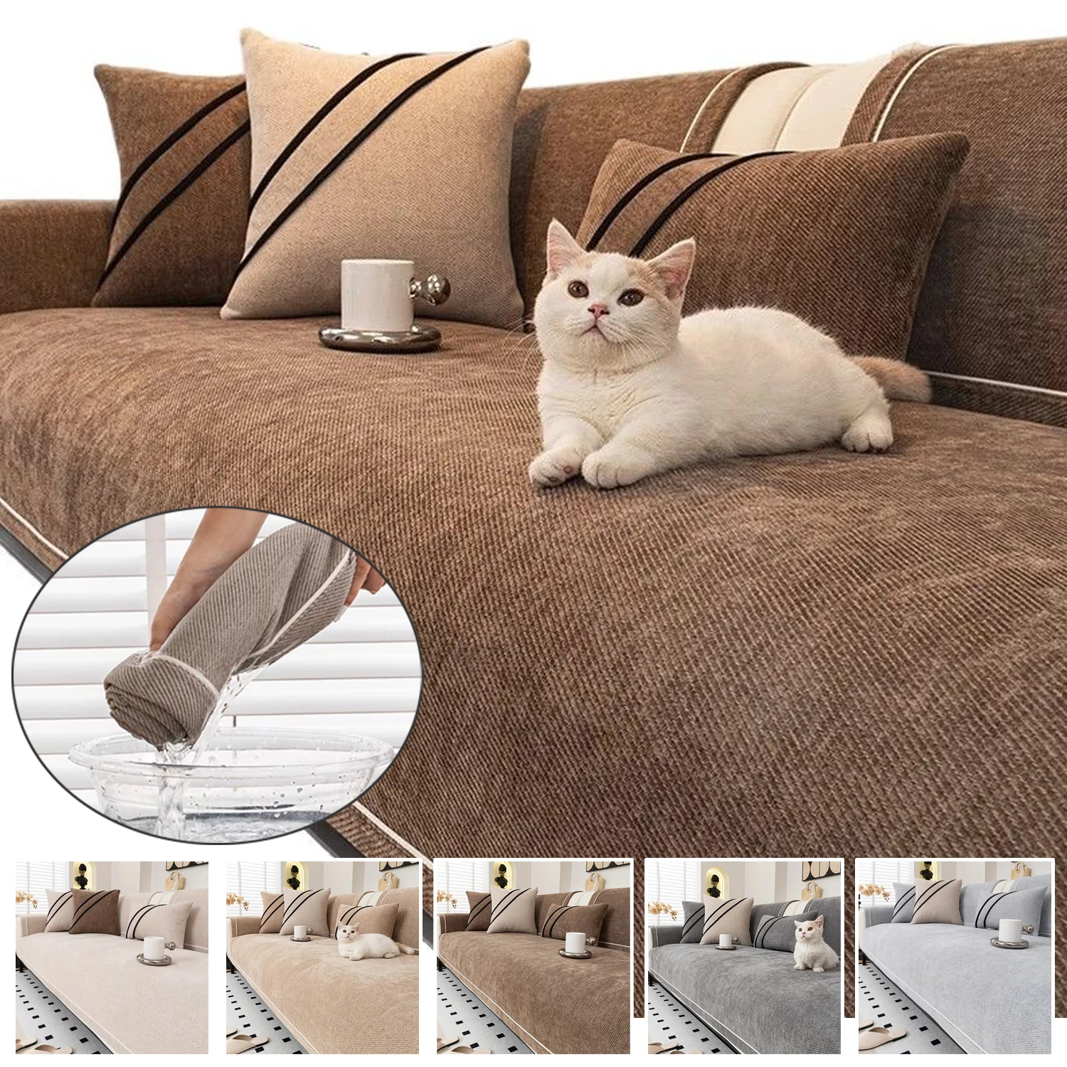 

1PC Nordic Sofa Cushion Four Season Universal Sofa Cushion Chenille Modern Simple Sofacushion Solid Color Non-Slip Couch Cushion