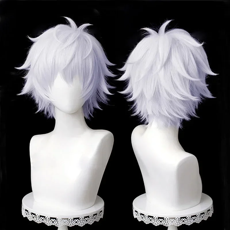 

Anime Cosplay Wigs Gojo Satoru Wig Short Layered Silver Heat Resistant Synthetic Hair Wigs