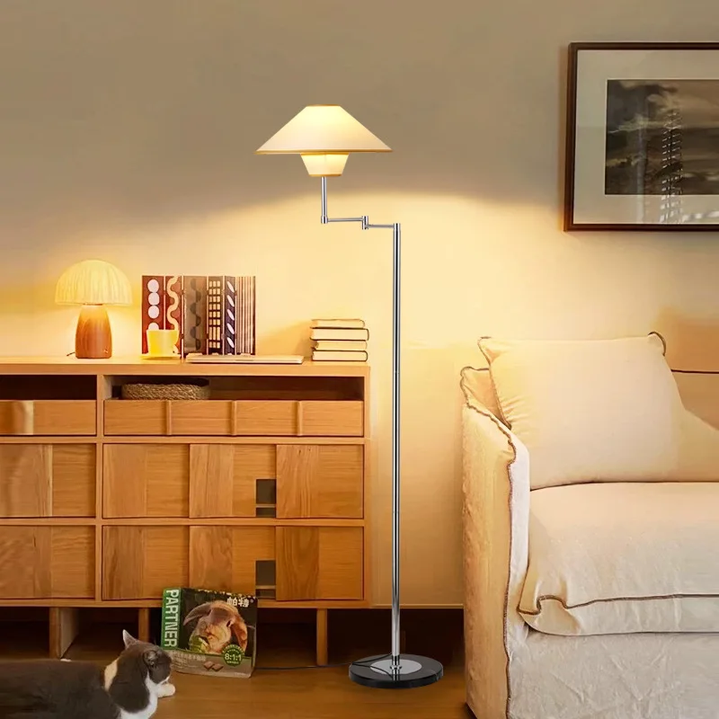Floor Lamp for Living Room Sofa Ambient Lighting Pleated Vintage American Style Bedroom Bedside Light Standing Led Lampara