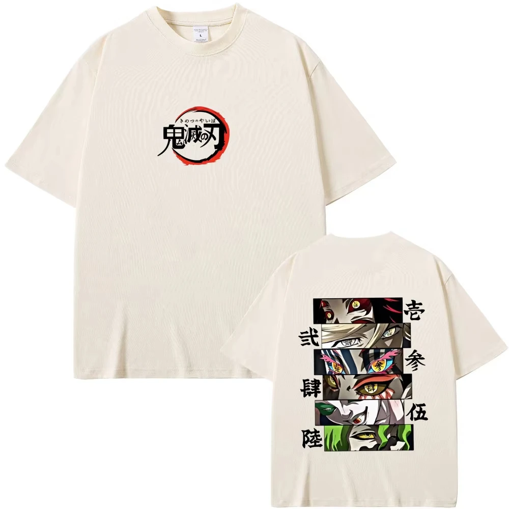Demon Slayer Demons Pure Cotton T-shirt 2026 Summer New Anime Double-sided Printed Loose Casual Parent-child Short Sleeved Top