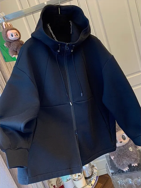 

Утепленная свободная повседневная куртка-кардиган с капюшоном в американском стиле, размеры 300 Pou, осень-зима