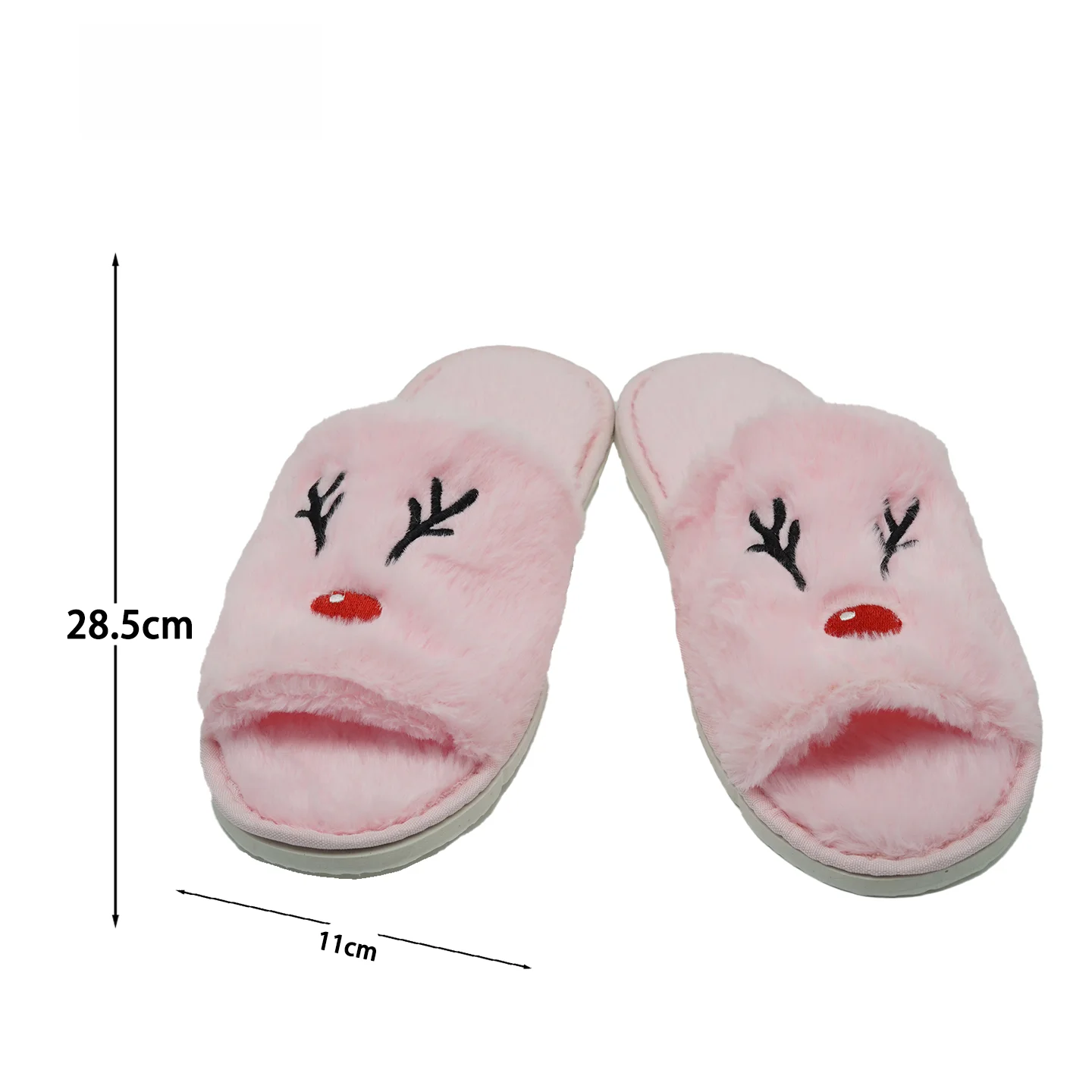 New Colorful Deer Plush Slippers Reindeer Plush Slippers Women Cute Fuzzy Open Toe Plush Shoes Spring Home Indoor Shoes