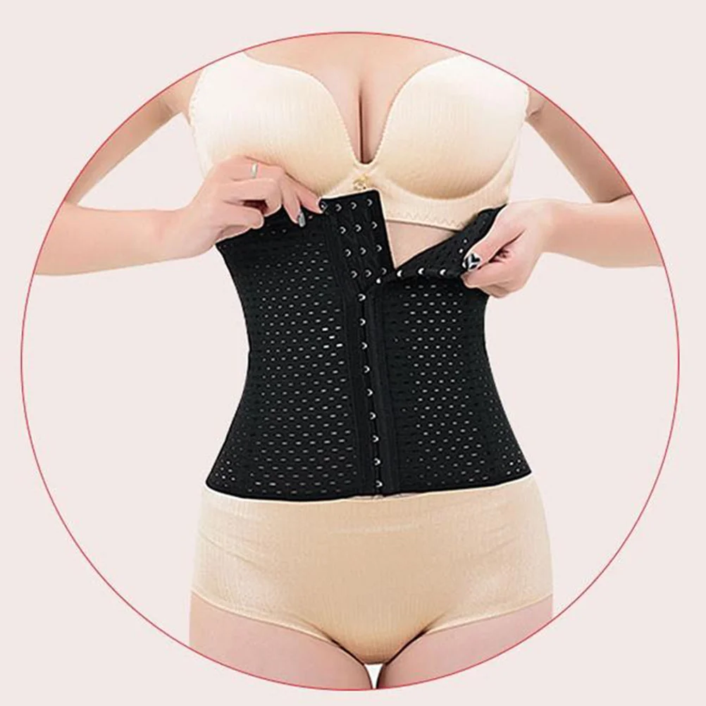 

3 Rows Adjustable Waist Tummy Slimming Shapewear 13 Hook Eyes Per Row Reusable Belly Corset For Postpartum Recovery Black Size