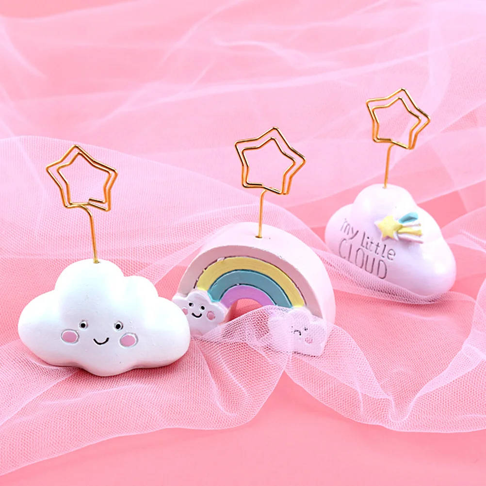 

3Pcs Lovely Note Holder Resin Cartoon Design Unique Table Stand for Wedding Birthday Holiday Decorations Note Holder