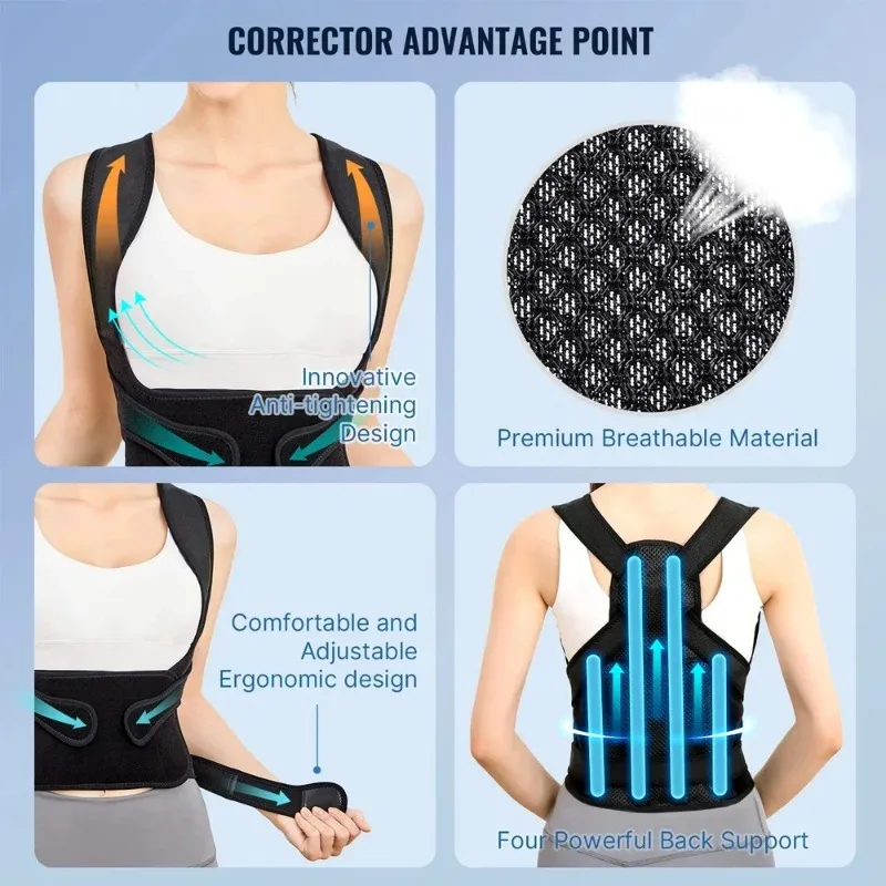 Back Brace Posture Corrector for Men and Women, Full Back Support for Upper Lower Neck Shoulder Spine Pain - Scoliosis - view 5