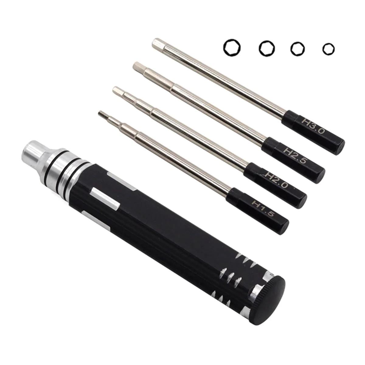 Hexagonal Head Screwdriver Hexagonal Screwdriver Tool Set for Rc Car Crawler Helicopter 1.5 2.0 2.5 3.0mm Black+Silver