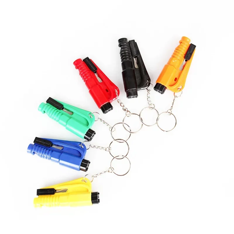 Car Safety Hammer Emergency Rescue Kit Key Chain Knife Life Saving Seat Belt Cutter Window Breaker Glass Emergency Hammer