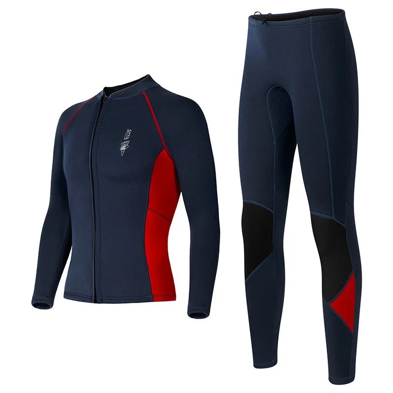 

Двухсекционный гидрокостюм, гидрокостюм толщиной 3 мм, мужской морозостойкий и теплый топ с длинными рукавами и брюки, купальник для подводного плавания и серфинга