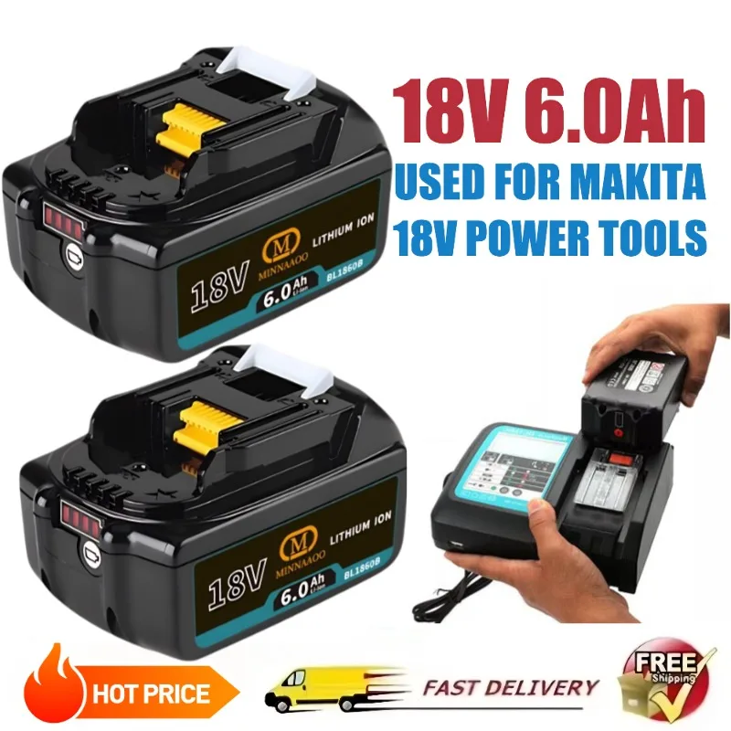 

100% Original For Makita 18V Battery 6000mAh Li-ion BL1860B BL1860 BL1850 BL1830 LXT Power Tools Replacement