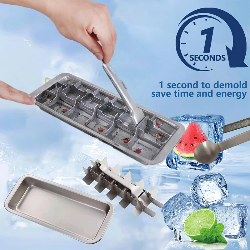 

Food-Grade Metal Ice Mold for Whiskey & Cocktails | Fast Freeze & Easy Twist Release 304 Stainless Steel Ice Cube Tray〔YY26〕