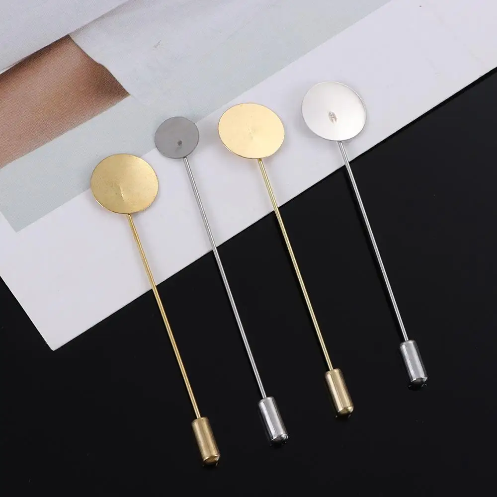 10pcs/set Gold & Silver Dress Jewelry Making Brooches Accessories Pin Cabochon Tray Cameo
