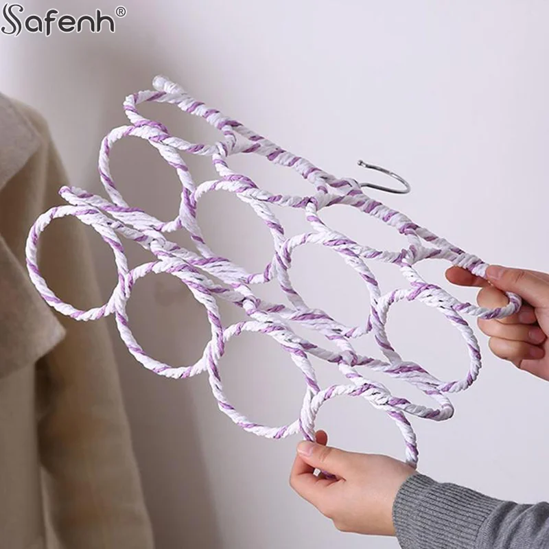 1個 ラタン製スカーフホルダー 折りたたみ式 ネクタイ ベルトフック ショール スカーフオーガナイザー ラタン織りハンガー ワードローブ収納ホルダー ディスプレイラック