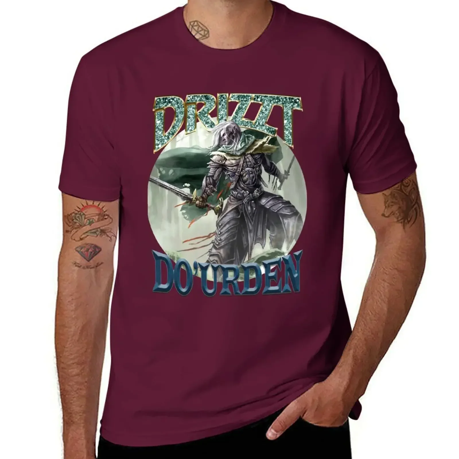 Drizzt Do&x27 Urden Rap Album Cover T-Shirt for a boy customs funnys Men's t-shirt heavyweight fashion Round Neck manga vintage