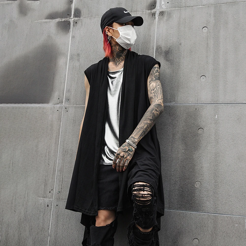 XS-5XL Summer New Men's Sleeveless Hooded Vest American Retro Fashion Trendy Street Casual Simple Loose Breathable Men's Top