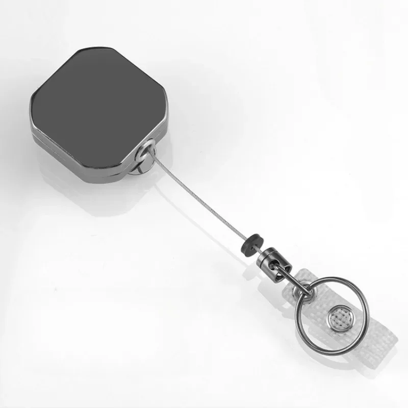 4cm Metal Badge Reel Square Shape Plating Keychain Badge Reels Belt Keys Clip Polished Badge Reels Key Ring Outdoor Fishing Clip