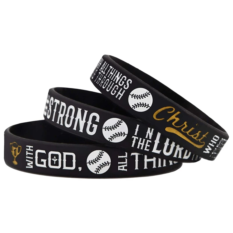 1pc/3pcs Christian baseball god bible verse silicone Bracelet Wristbands