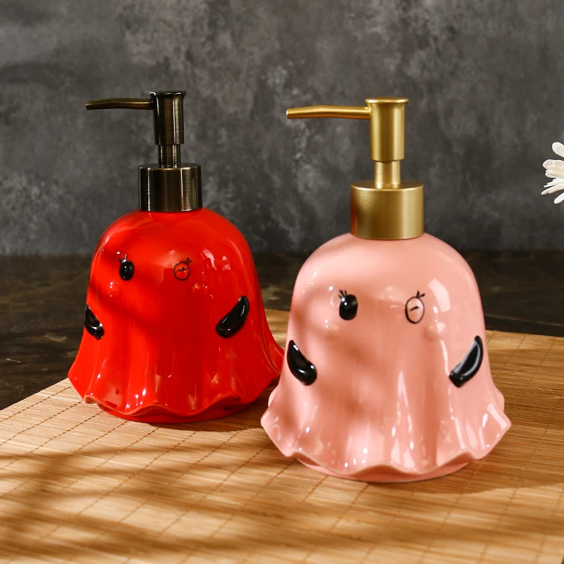 Cute Little Ghost Ceramic Emulsion Hand Sanitizer Bottled Hotel Bathroom Cosmetics Shower Gel Press Replacement Bottle