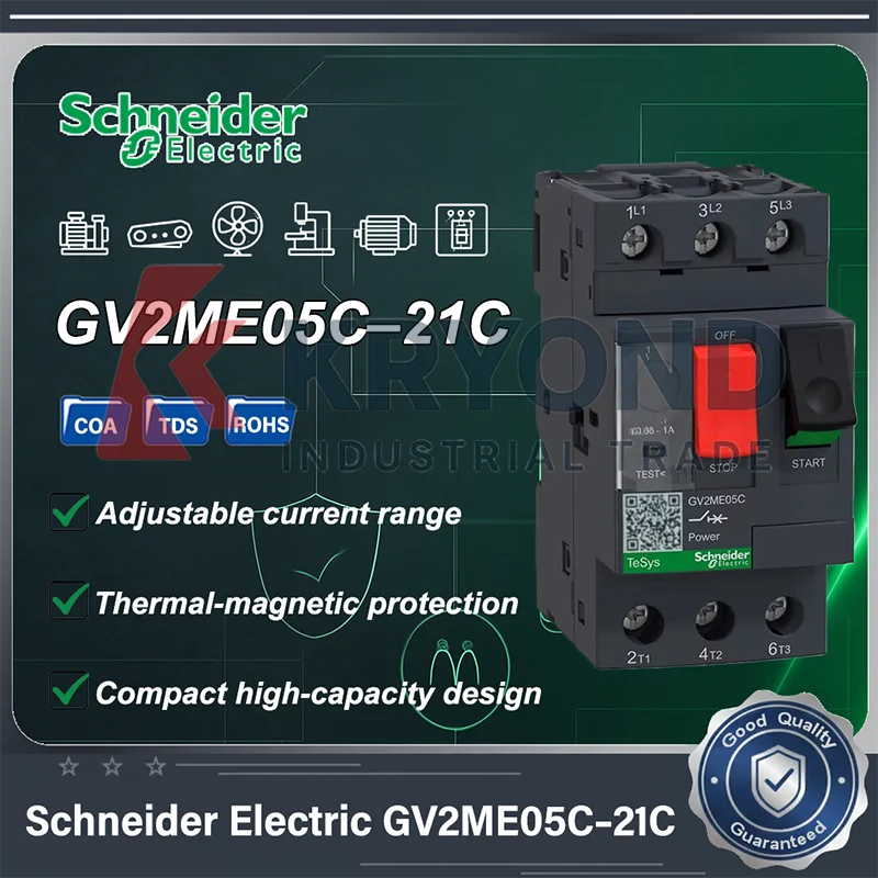 

Schneider Electric GV2ME05C–21C Автоматические выключатели двигателя Тепловая магнитная защита 0,63–25 А Ручные стартеры двигателя Сертифицированные IEC