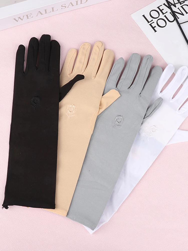 AliExpress Gmarty 1Pair Women's Sunscreen Driving Gloves Stretch Anti UV Mid-Length Breathable Thin Mittens for Spring Summer