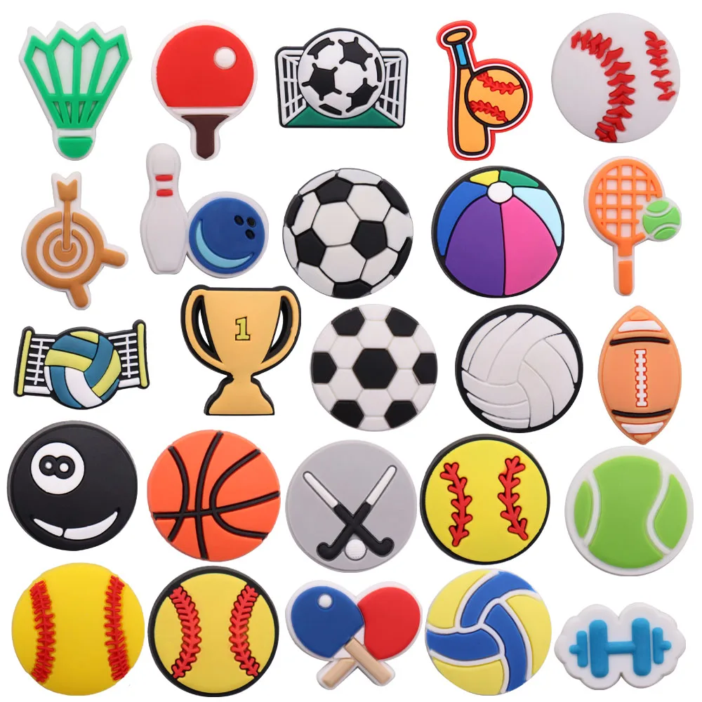 New 50PCS Ping-pong Badminton Kids Shoes Accessories PVC Shoe Clog Children Fashion Shoes Charms Holiday Presents