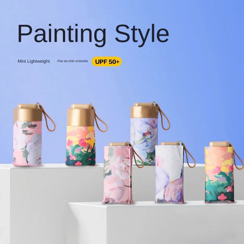 

Уличный удобный шесть складной зонт, женский портативный зонт от солнца, анти-УФ-чехол для хранения, карманные зонты, солнцезащитный крем, зонтик