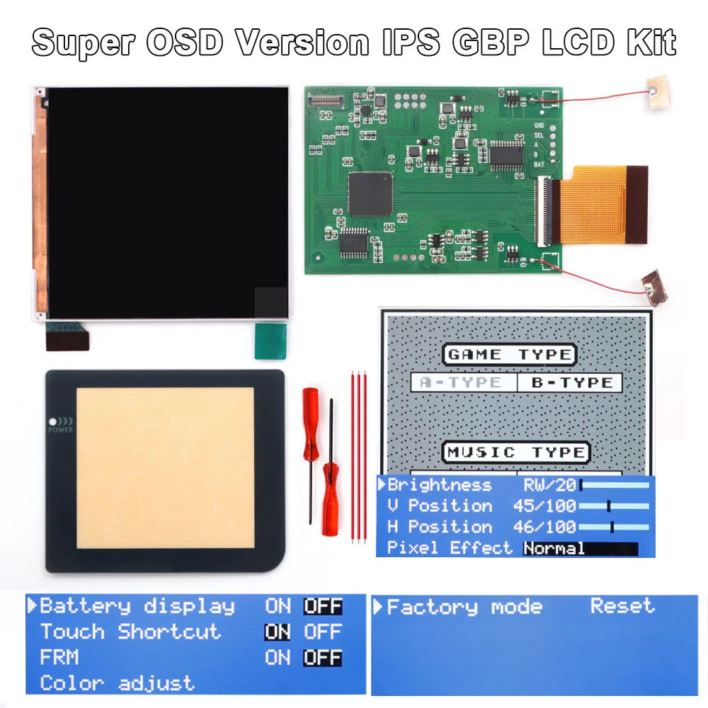 Q5 Screen GBP IPS High Brightness LCD Display Kits Touch Control Adjustment OSD Menu W/Pre-cut Shell for Nintendo GameBoy Pocket